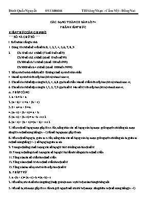 Các dạng Toán cơ bản Khối 4
